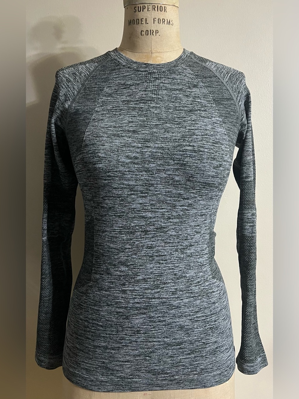 Zara Heathered Green Marl Long-Sleeve Seamless Activewear Top Size S-M